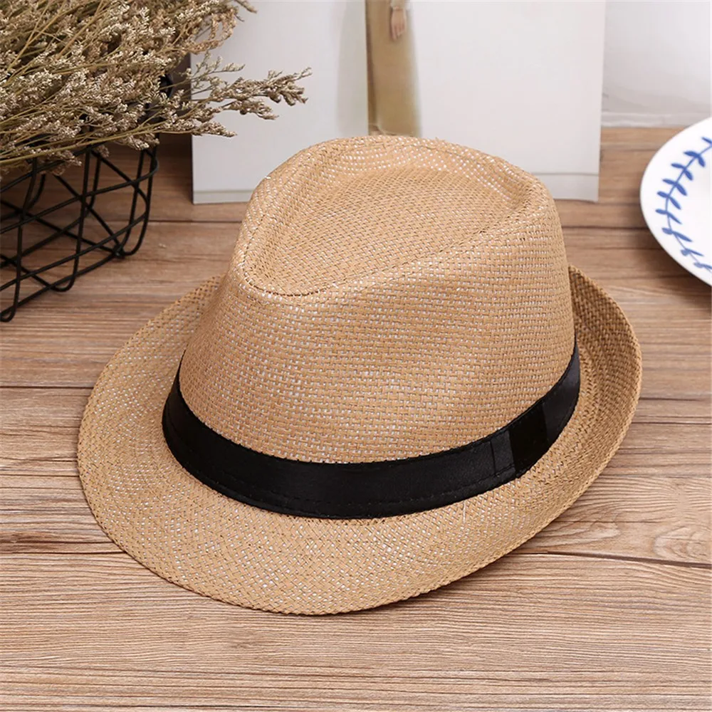 Детская летняя пляжная соломенная шляпа, джазовая Панама, фетровая шляпа в британском стиле, дышащие детские шляпы для девочек и мальчиков, солнцезащитный козырек
