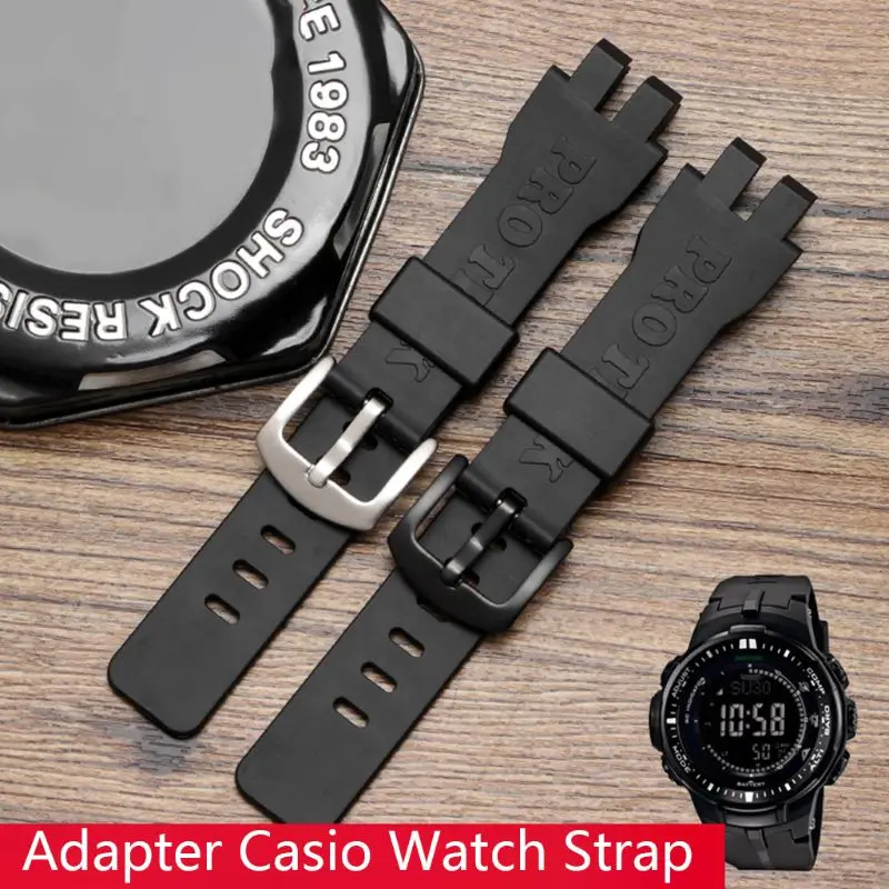 Soft Silicone Watchband Wrist Strap Band for Casio PRW-6000/6100/3000/3100 Watch