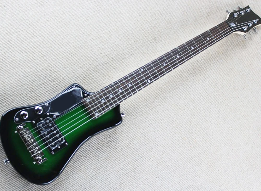 

Factory Outlet-6 Strings Left Handed Green Mini Electric Guitar with Rosewood Fretboard,Suitable for Travel/Children