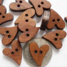 Деревянные пуговицы в форме сердца 10 шт/компл 2 мм для рукоделия