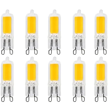 

10Pcs Mini G9 Led Bulbs 5W 360 Degree Clear Glass Body Led Light Cob Crystal Lamp Replace Halogen Lamp Bulbs 220V-Warm White Lig