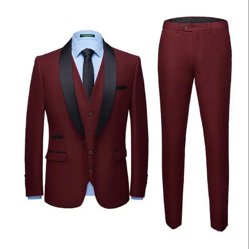 Новая мода винно-красные мужские свадебные костюмы смокинг Slim Fit Мужские костюмы брендовый Блейзер Masculino платье костюм для мужчин жениха свадебное платье