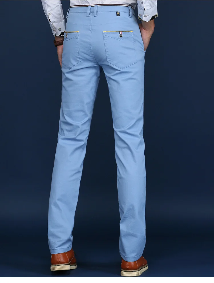 Красивые мужские брюки Vogue весна лето осень Поп Мода Бизнес твердые тонкие прямые мужские повседневные брюки 111% хлопок мужские брюки