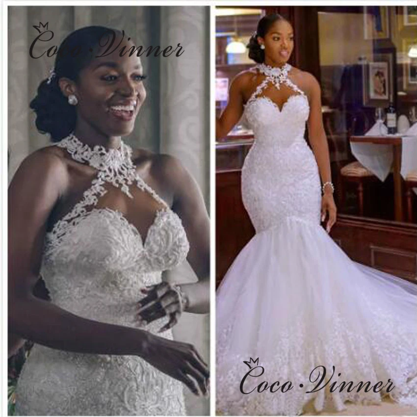 Halter Neck Sexy Illusion Back Lace Vintage Mermaid Wedding Dress 2021 Africa New Lace Appliques Custom Made Bride Dress W0802 Wedding Dresses Aliexpress