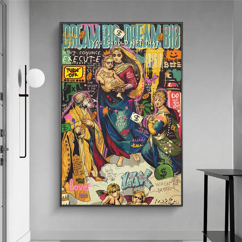 

Famous Paintings Classical Graffiti Pop Pictures Art Painting Canvas Print Wall Painting Living Room Home Decoration Frameless