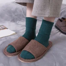 5 пар/лот, женские осенне-зимние шерстяные ворсовые носки, одноцветные теплые японские шерстяные носки, толстые носки для девочек, женские носки, BCW036