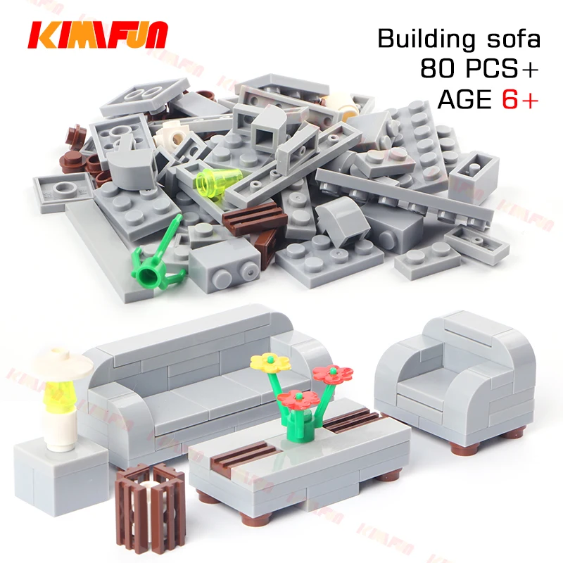 Bricks Toys Accessories Decorate Sofa-Table Building-Blocks City-House Room-Furniture