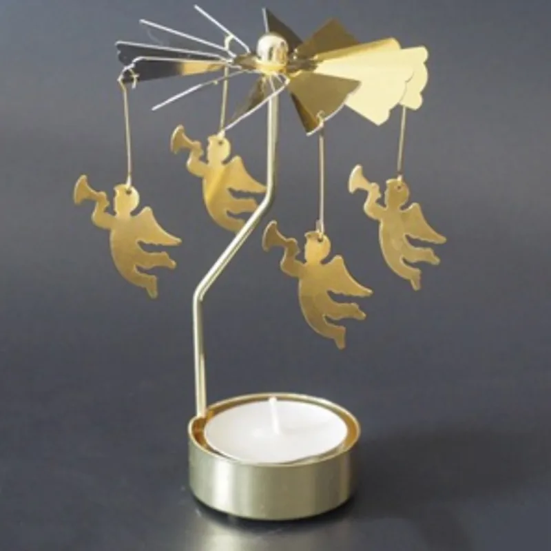 I 8x13cm Metal Candlestick Merry Christmas Table Decor For Home Rotating Elk Angel Christmas Ornament Navidad Xmas Craft - Цвет: I