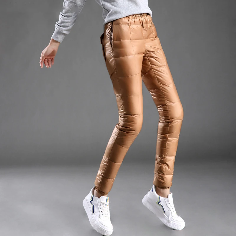 Winter Women Pants Outdoors Down Pants High Waist Thickening Warm Pants For Women Trousers Female