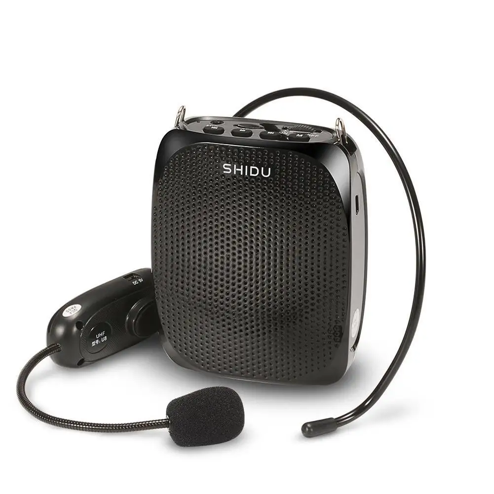 

SHIDU 10W Portable Audio Speaker UHF Wireless Voice Amplifier Loudspeaker with Comfortable Headset Waist Neck Band and Belt Clip