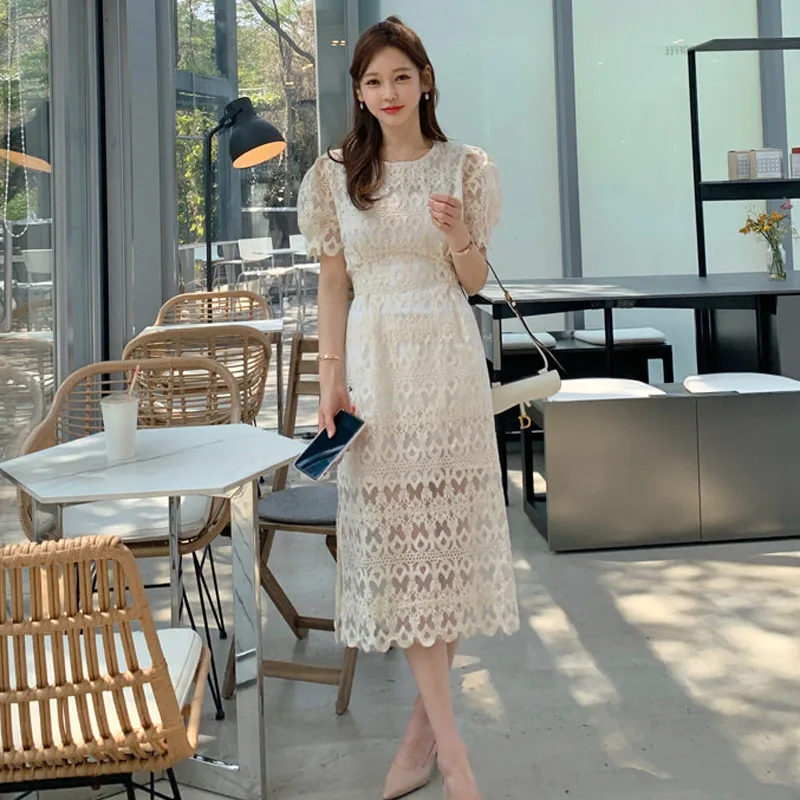 HAYBLST Brand Dress Womens 2020 Summer Dresses Short Sleeves Plus Size Sexy Clothes Elegant Korean Style Clothing Lace Vestidos