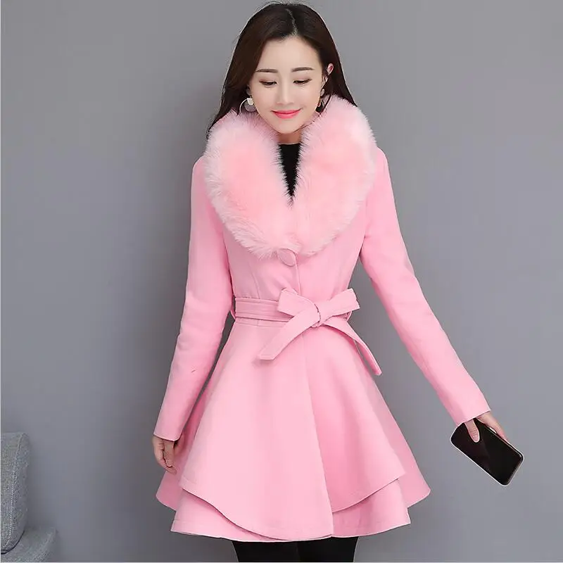Утепленная теплая шерстяная куртка для женщин, зимняя Новинка 2019, зимнее шерстяное пальто для женщин, длинное приталенное пальто с большим