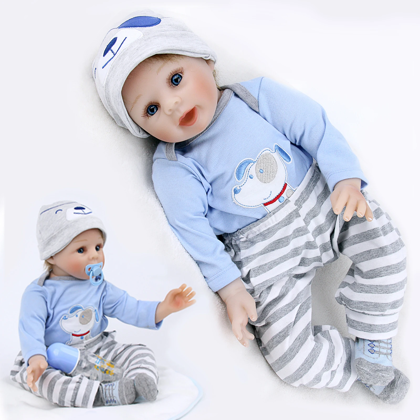 Reborn Baby Doll Vinilo Niño con grandes ojos Realista Bebé Juguete Niños  Regalo