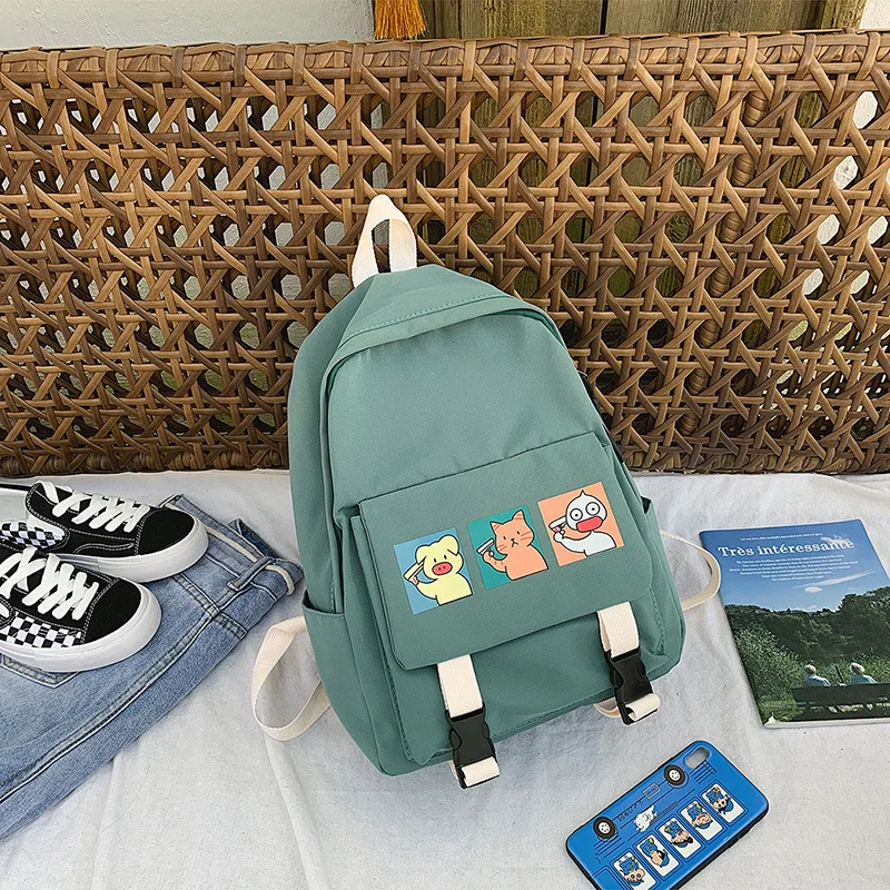 Маленький женский рюкзак, новинка, Модный женский школьный рюкзак в студенческом стиле, школьные сумки с мультипликационным принтом, рюкзаки для девочек-подростков - Цвет: Зеленый