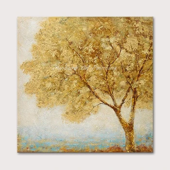 

Mintura Wall Picture for Living Room Oil Paintings on Canvas Hand Painted Trees with Yellow Leaves Home Decor Wall Art No Framed