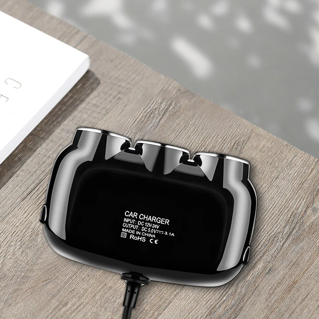 12 V-24 V розетка для автомобильного прикуривателя сплиттер двойной USB 3 розетки Зарядное устройство адаптер для Аксессуары для автомобильного зарядного устройства# H