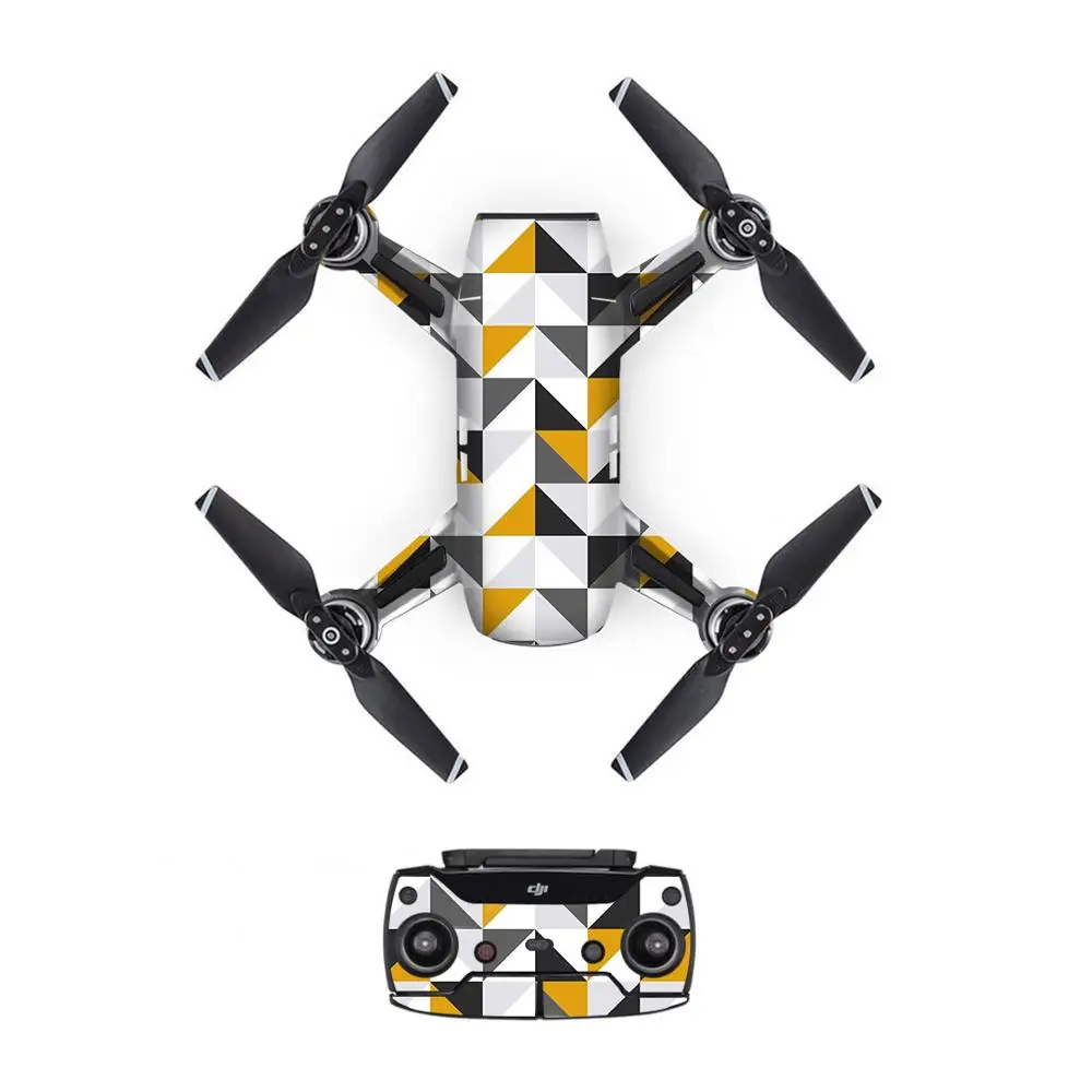Triangle Style Decal PVC Skin Sticker For DJI Spark Drone + Remote Controllers + 3 Batteries Protection Film Cover