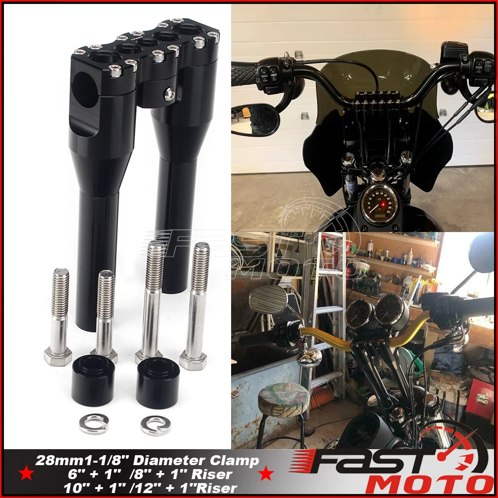 

1-1/8" 28mm Handlebar Riser Kit T Bar Top Clamp for Harley Bobber Sportster XL883 XL1200 XL 883 1200 48 72 6" 8" 10" 12" Rise