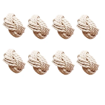 

8Pcs Model Room Natural Jute Napkin Ring Rope Woven Napkin Buckle Linen Rope Napkin Ring