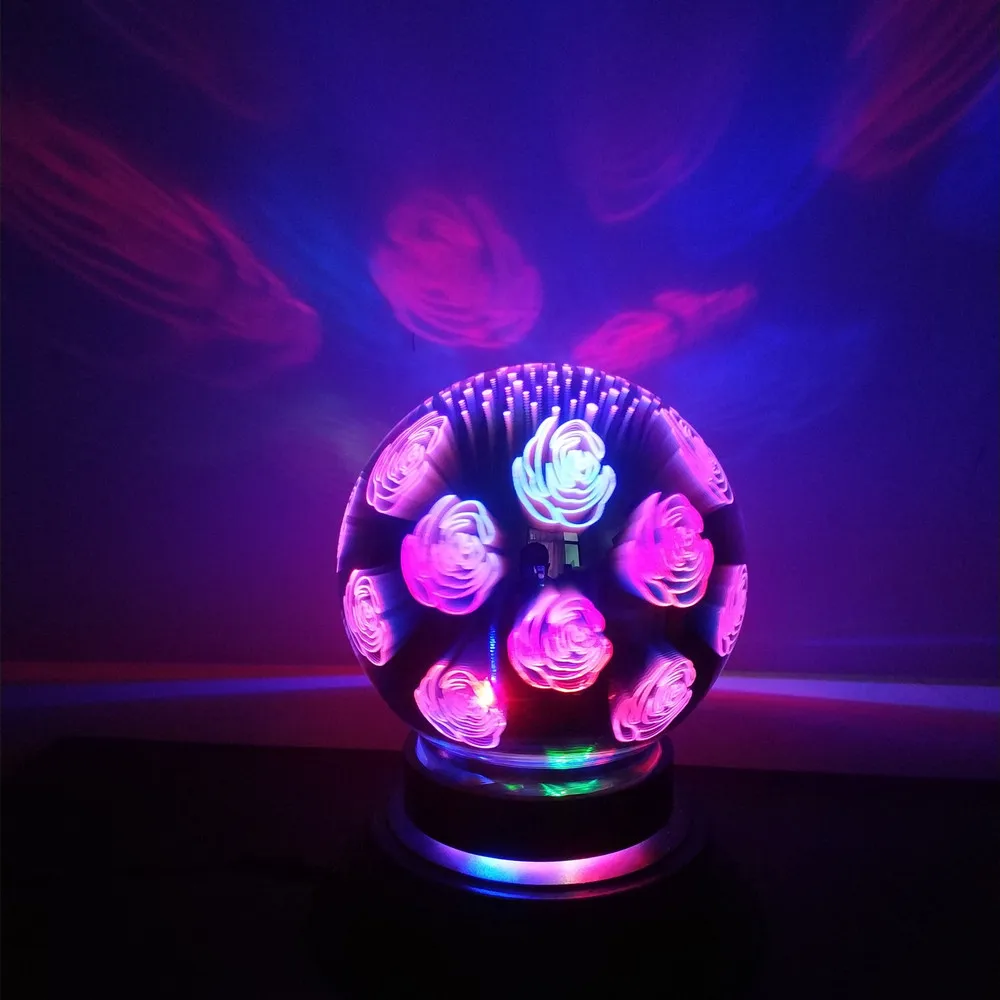 3D красочный волшебный стеклянный Ночной светильник, декоративная настольная лампа с USB/AA батареей, автоматический вращающийся светодиодный светильник Magic Meteor, светильник