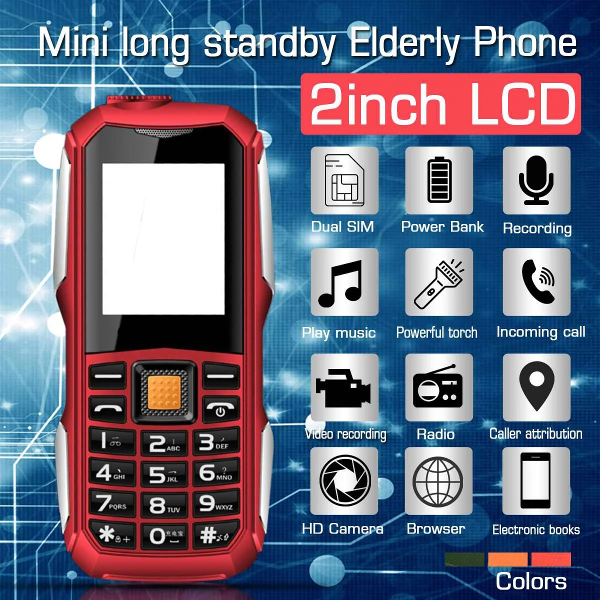 NEW Mobile Phone 1.8inch 2 SIM Card Standby Flashlight 6800mah Power Bank Music Player Video Recorder Big Voice CellPhone | Мобильные