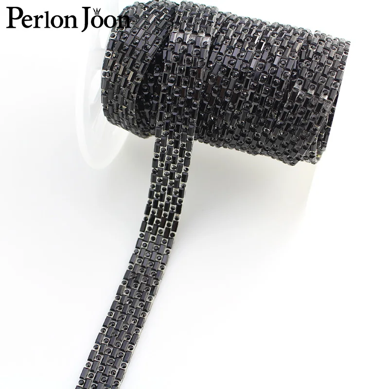Tape Gold,black glass crystal arrangement Rhinestone Hot fix ribbon Iron On Appliques for Dress shoe adornment 1 yard TR099 hot fix rhinestones rhinestone accessories glass rhinestones rhinestone crystals rhinestone trimmings glass crystals rhinestone ribbons