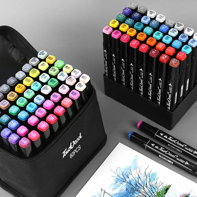 

30/40/60/80/168 Colors Markers Pen Set School Alcohol Art Markers for Drawing Manga Kids Dual Tip Brush Pen Markers Sketching