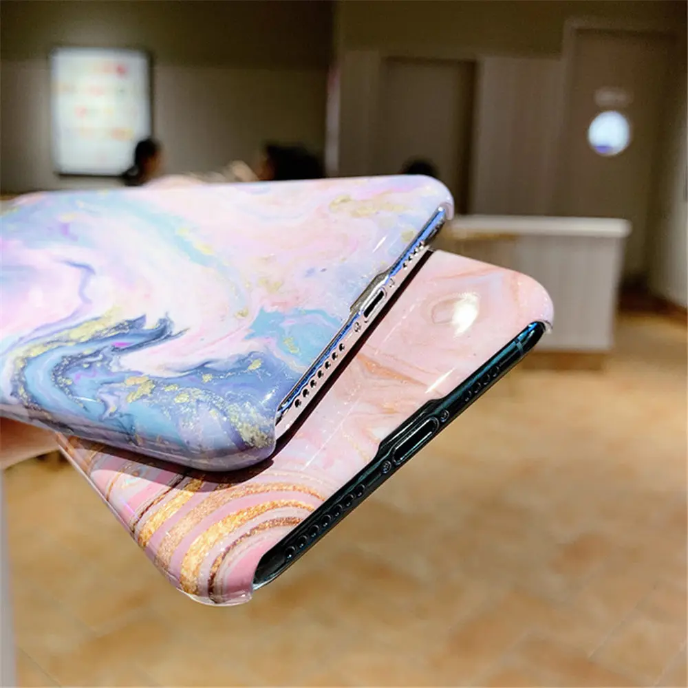 Lovebay For iPhone 11 Case Marble Texture Shell For iPhone 7 8 Plus X XS XR XS Max 11 Pro Plastic Phone Cases Hard PC Back Cover
