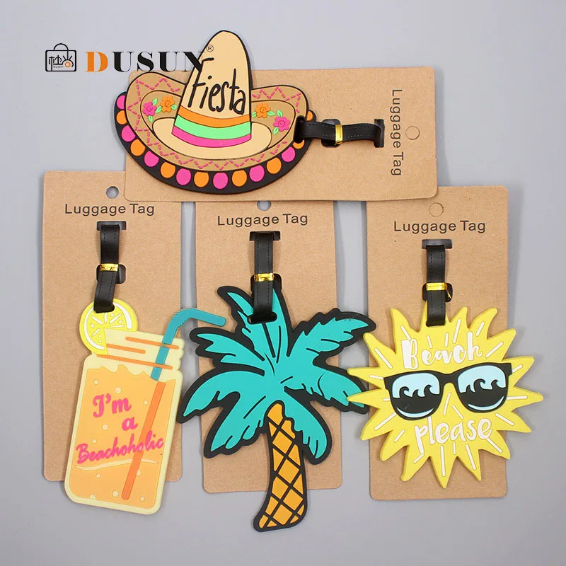 

Cute Coconut Tree Sun Travel Accessories Luggage Tag Silica Gel Suitcase ID Addres Holder Baggage Boarding Tag Portable Label