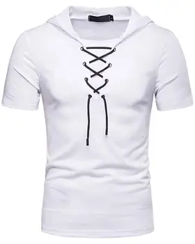 

Mens Short Sleeve Hooded - Casual Solid Color Pullover T Shirts Summer Tops