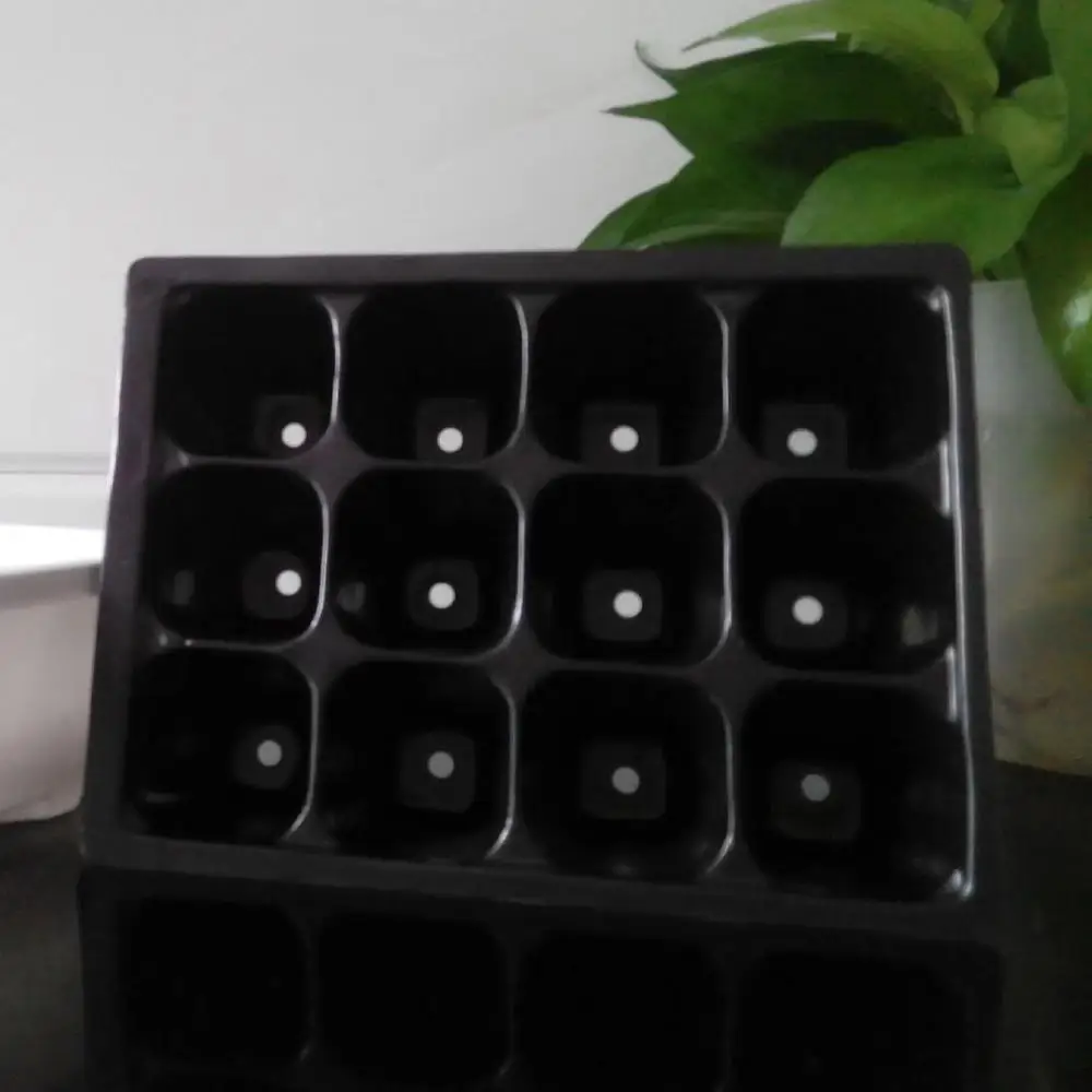 black Durable 12 Cells Hole Nursery Pots Plant Seeds Grow Box Tray Insert Propagation Seeding Case Flower Pot Plug Plant Trays - Цвет: black