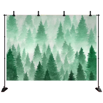 

Acejoker Watercolor Pine Forest Backdrop Portrait Birthday Baby Shower Photoshoot Video Background Vinyl Photography