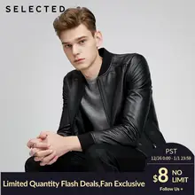 Отборная Мужская овечья шерсть черный Бейсбольный воротник кожаная куртка S | 420110504【Fan получить новые поступления купоны в описание】