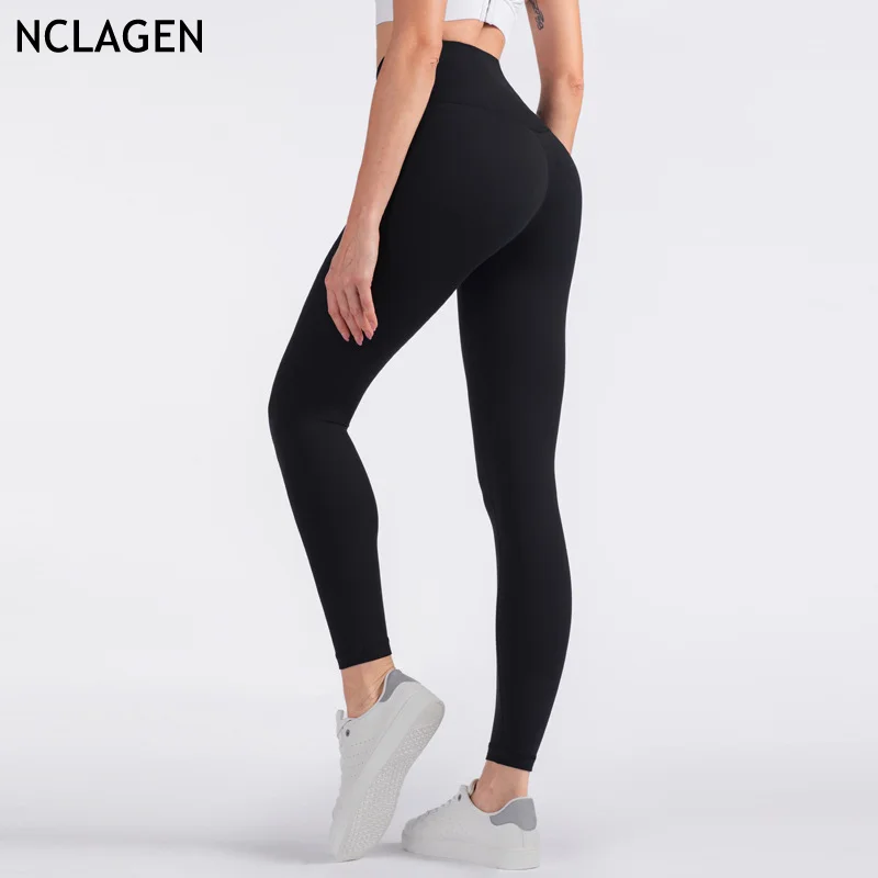 

NCLAGEN Leggings Woman Gym Sport Workout Running Two-sided High Waist High Rise Yoga Pants Butt Lifting Squat Proof Tights