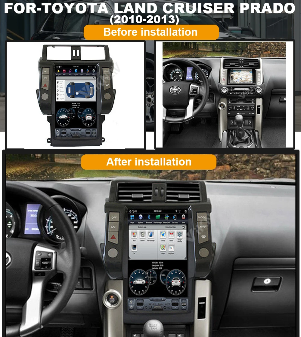 

Vertical screen car Radio stereo for-TOYOTA Land Cruiser Prado 2010-2013 car GPS navigation multimedia player