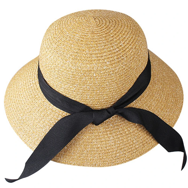 

straw hat 2020 new classic bowknot large brim elegant women's hats summer beach outdoor sun production girls sun cap for holiday