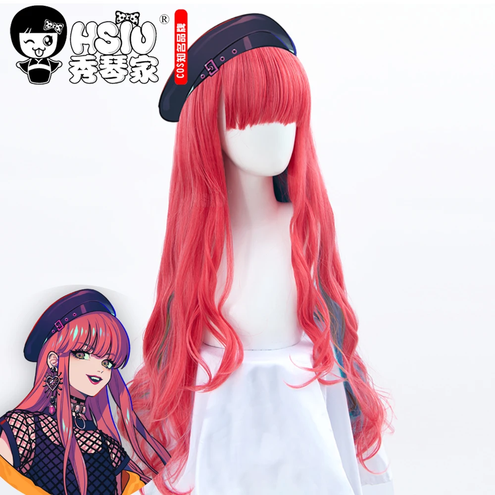 

HSIU Paradox Live BAE Cosplay Anne Faulkner Cosplay Wig Long Curly Pink blue gradient Hair Fiber synthetic Hair