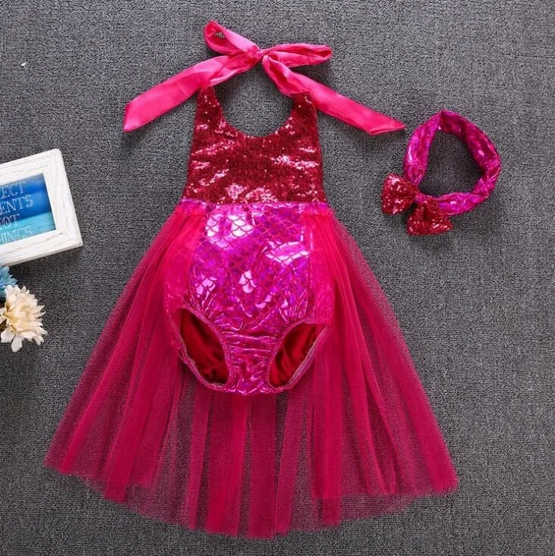 Little Mermaid Swimsuit Princess Cosplay Costume Baby Girls Swimming Dress Child The Fantasia Ariel Mermaid Tail Dress Kids