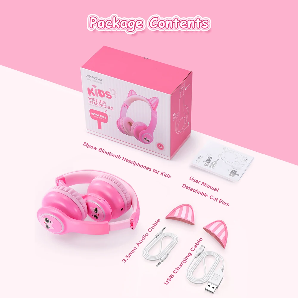 Mpow BH411 Kids Headphone Bluetooth 5 0 Wireless Headphones Cat Ear LED Headset With Volume Limite 14hrs Play Time For Laptop