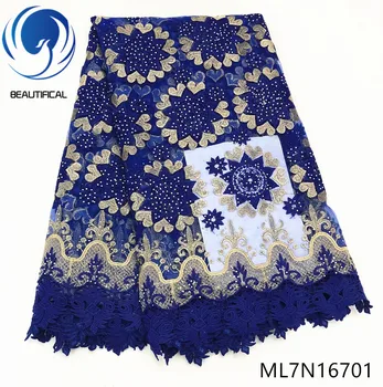 

BEAUTIFICAL nigerian lace fabrics classical embroidery flowers tulle lace mix guipure lace fabric with stones for dress ML7N167