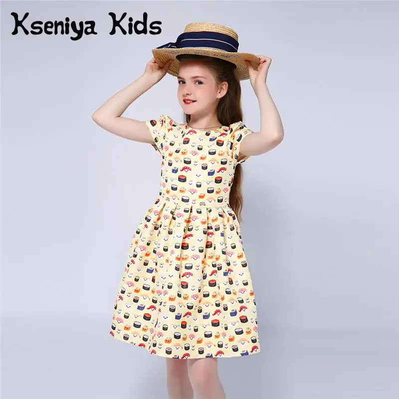 

Kseniya Kids Girl Short Sleeve Pattern Printed Princess Dresses 2-14 Years Big Girl Party Dress