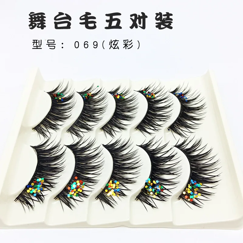 

Hot seeling Exaggerated stage fake eyelashes, thick curled cross eyelashes, easy to wear five pairs of fake eyelashes