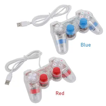 

NEW Wired USB Gamepad Double Vibration Controller Game Joystick Joypad Transparent LED For PC Laptop For Win7/10/XP Clear
