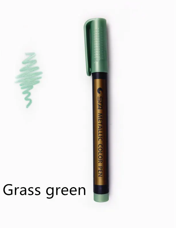 10 цветов металлический цветной маркер пигмент на водной основе моющаяся ручка для рисования карт - Цвет: glass green