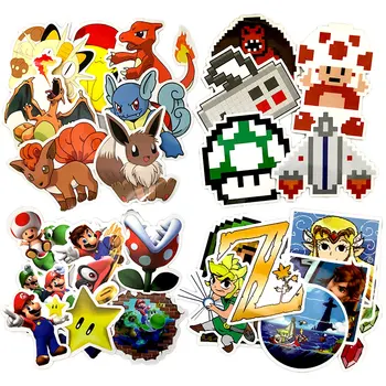 

Game Anime Pixel Stickers Super Marioes bros Zeldaes sticker For Wall Decor Fridge Laptop Car Sticker no repeat
