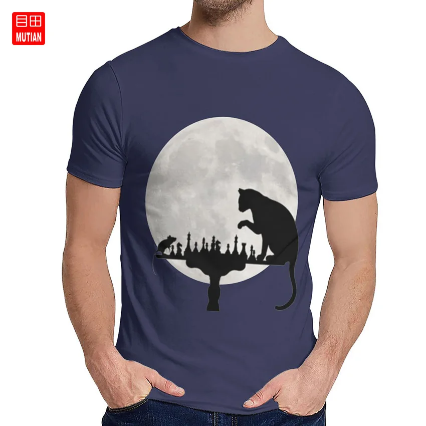 Футболка с круглым вырезом в шахматном стиле Кот и крыса Crazy Unisex хлопок дизайн La