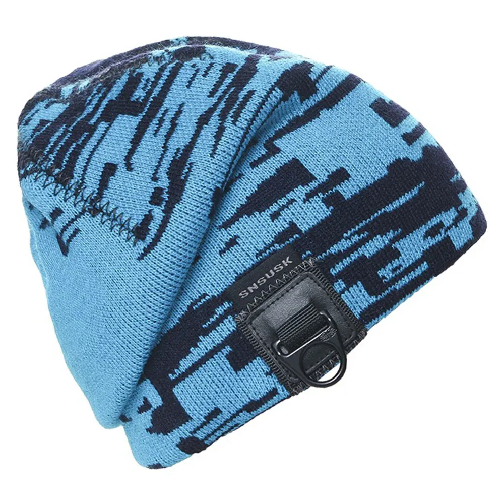 Blue Камуфляжная Осенняя зимняя теплая шапка Skullies для мужчин женщин и мужчин, вязаная шапка для катания на лыжах и коньках, спортивная шапка - Цвет: Blue