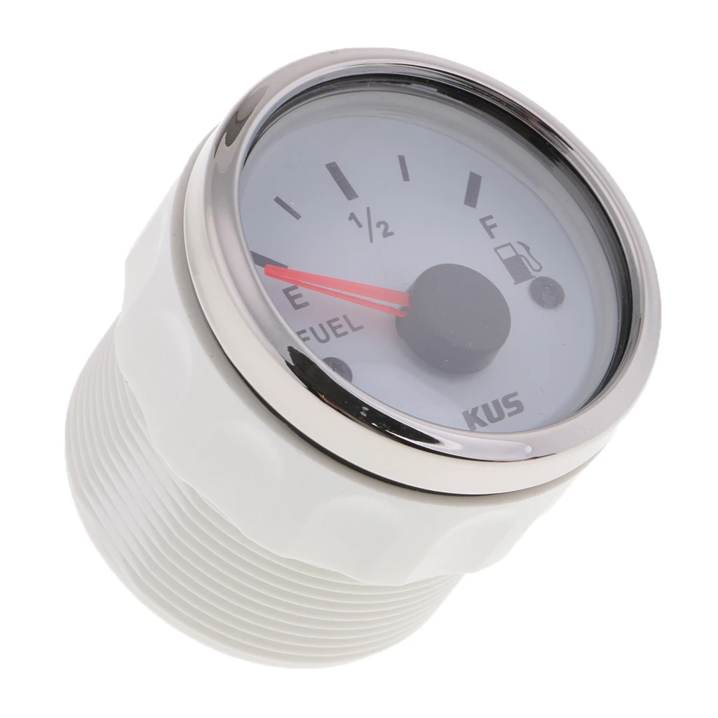2 inch DC12 Fuel Level Gauge -  Universal Oil Meter E-1/2-F Indicating Range, with Stainless Bezel for Marine Boat RV Car