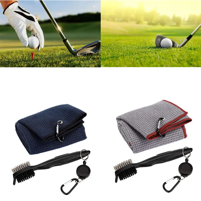 

Outdoor Golf Towel Brush Tool Kit with Club Groove Cleaner Retractable Extension Cord and Clip Sport Accessories