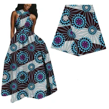 Синий хлопок африканская настоящая восковая ткань для женщин Свадебное платье круглый принт батик ткань Анкара настоящая голландская восковая ткань